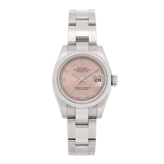 Stainless Steel 26mm Oyster Perpetual Datejust Watch Pink Roman 179160
