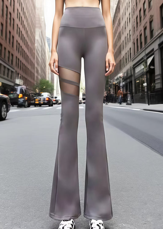 Best Grey Butt Scrunch Mesh Panel Leggings Flare Leggings