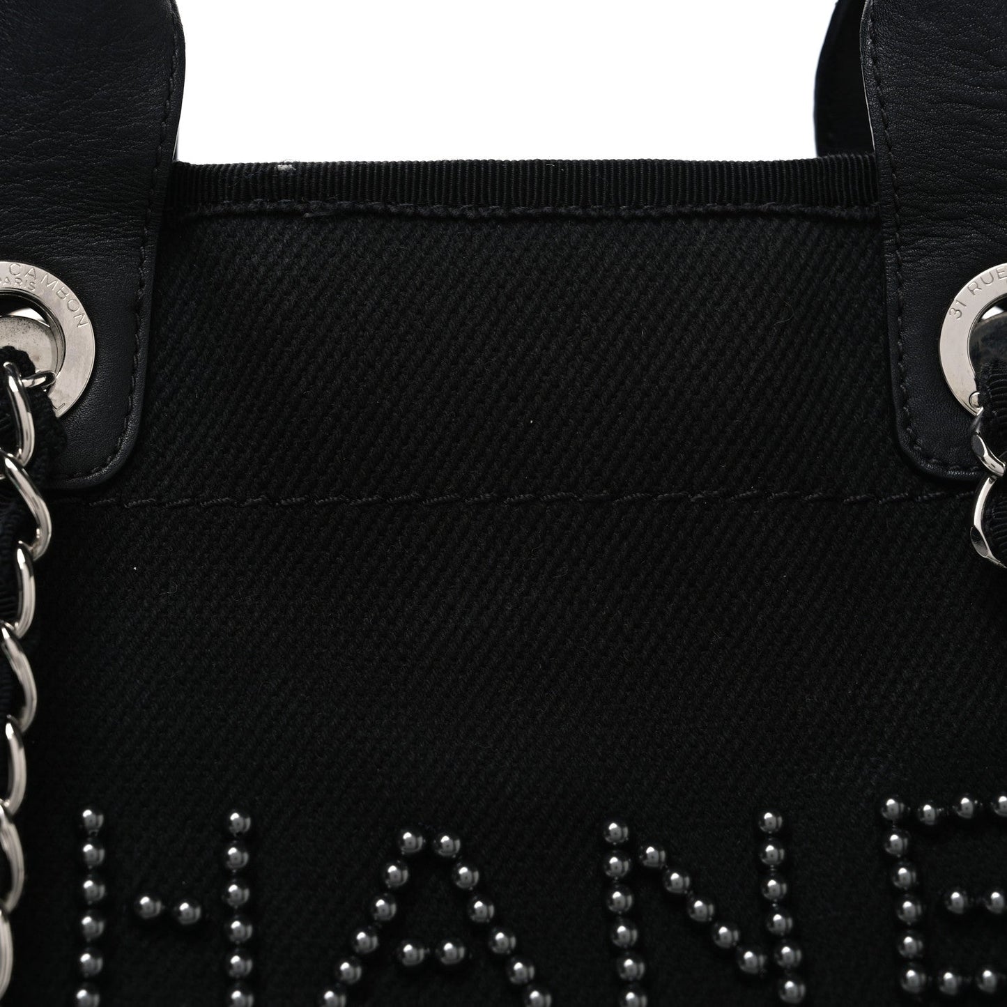 Canvas Pearl Medium Deauville Tote Black
