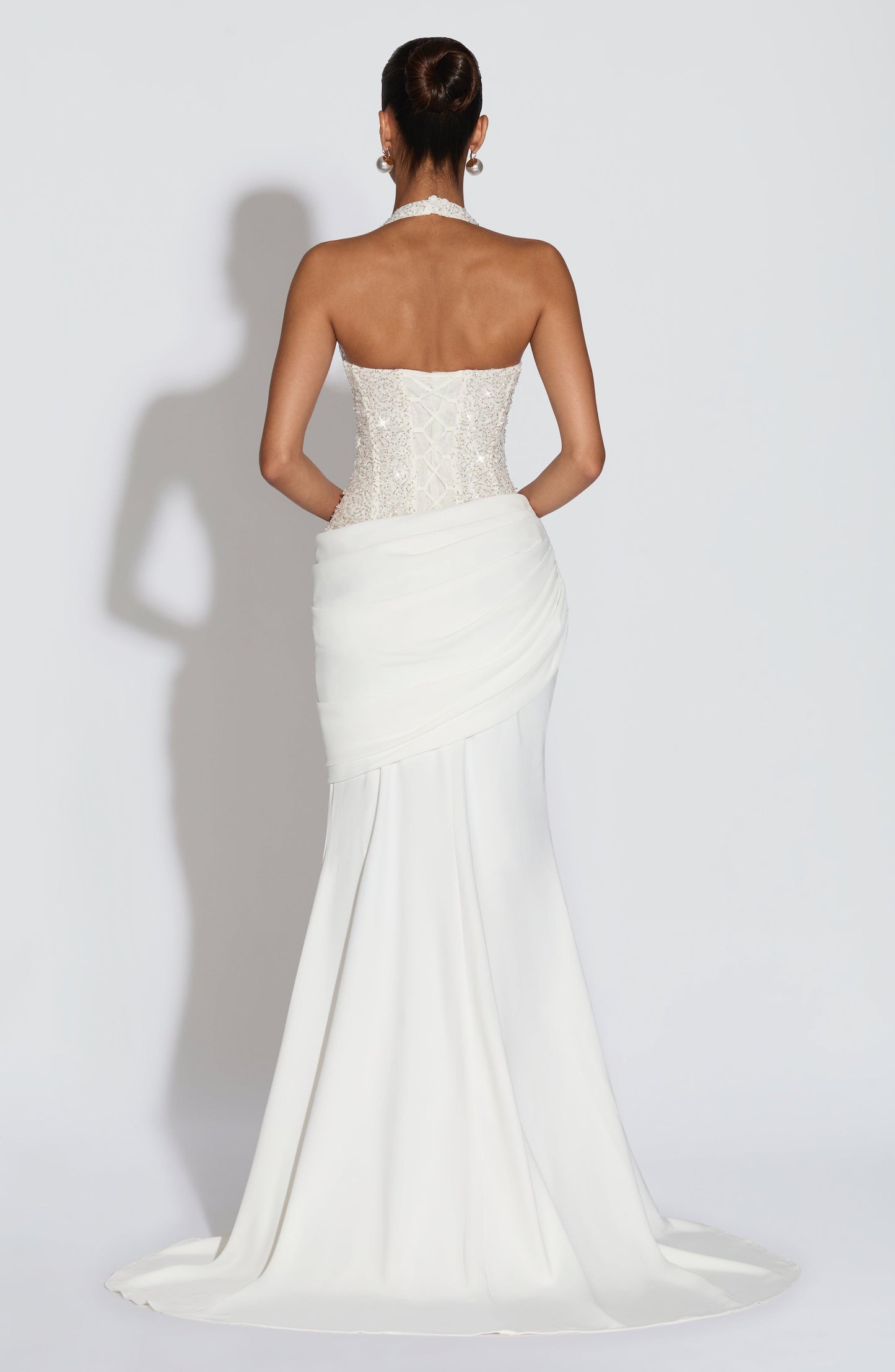 Sexy Halter Deep V Sequin Stitching Dress