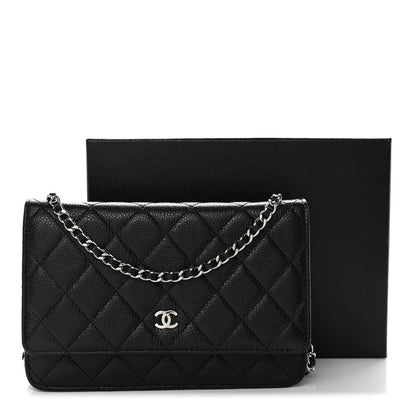 Caviar Quilted Wallet On Chain WOC Black