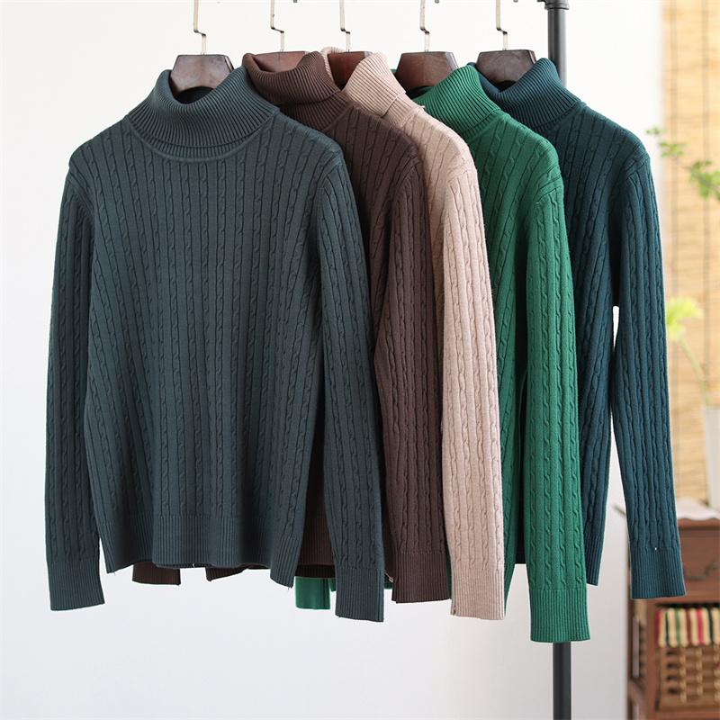 Winter Casual Turtleneck Solid Color Knitted Sweater