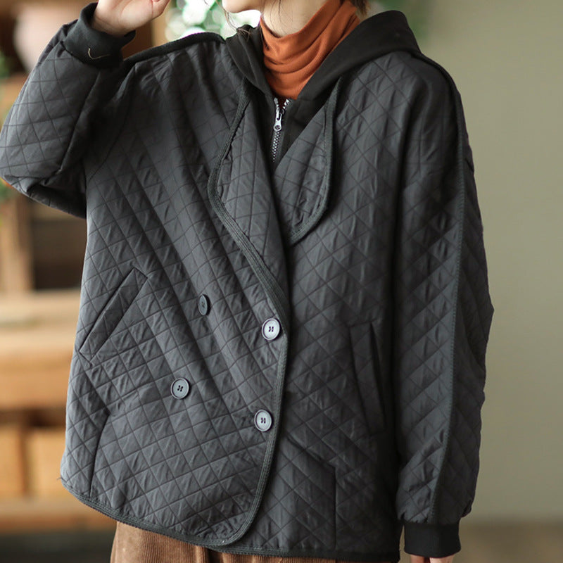 Retro Fashion Double Breasted Casual Fake Two Piece Coat