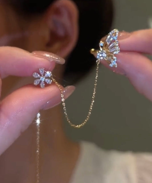 New Arrival Shiny Crystal Butterfly Ear Cuff Clip Earrings
