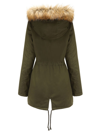 Women's Coat Street Daily Winter Plush Long Coat Solid Color Oversized Fur Warm Coat