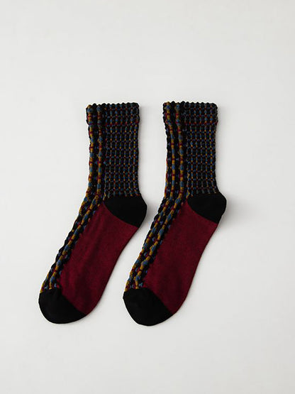5 Pairs England Style Vintage Jacquard Socks