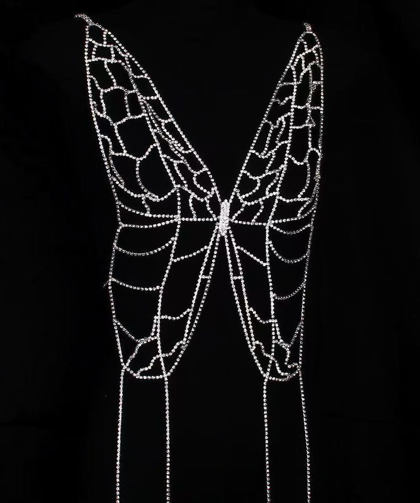 Unique Silk Copper Overgild Zircon Hollow Out Butterfly Body Chain
