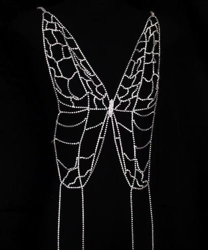 Unique Silk Copper Overgild Zircon Hollow Out Butterfly Body Chain