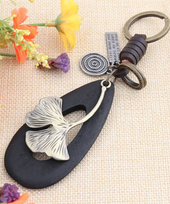 Fine Green Copper Alloy Pentagram Four Leaf Clover Ginkgo Leaf Keychains