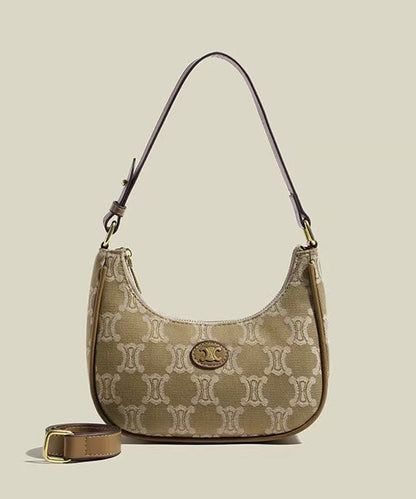 Women Khaki Jacquard Solid Durable Canvas Hobo Bag