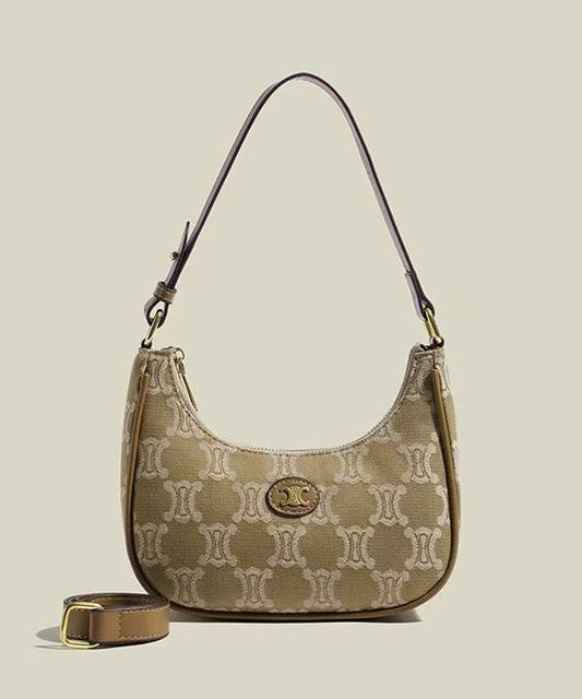 Women Khaki Jacquard Solid Durable Canvas Hobo Bag