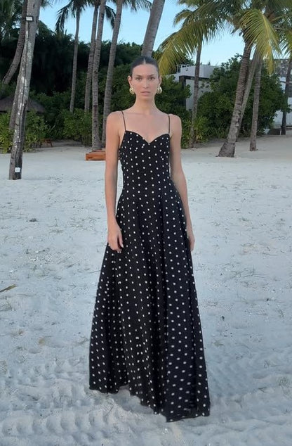 Sexy Strappy Low-Cut Dot Printed Dress