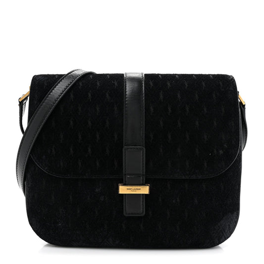 Suede All-Over Monogram Small Le Monogramme Satchel Black