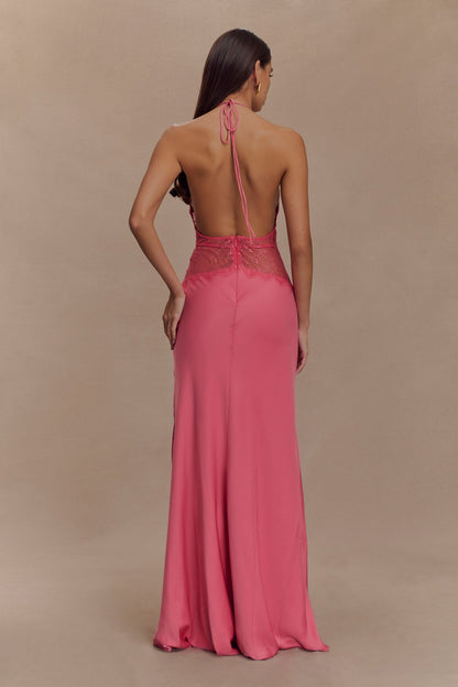 Sexy Halter Slim Deep V Lace Hollow Dress