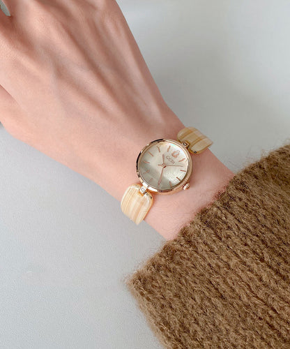 Cute Apricot Alloy Quartz Movement Hardlex Crystal Watches