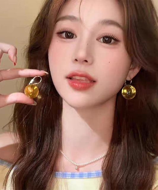 Original Design Green Alloy Dall Resin Drop Earrings