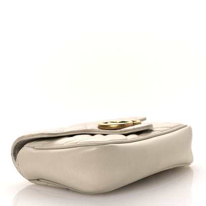 Calfskin Matelasse Super Mini GG Marmont Shoulder Bag White