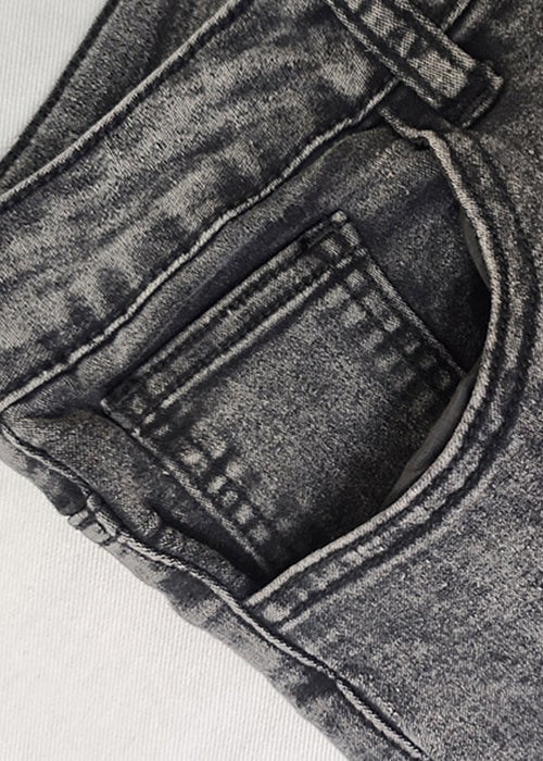 Vintage Grey Lace Patchwork Denim Crop Pants Summer