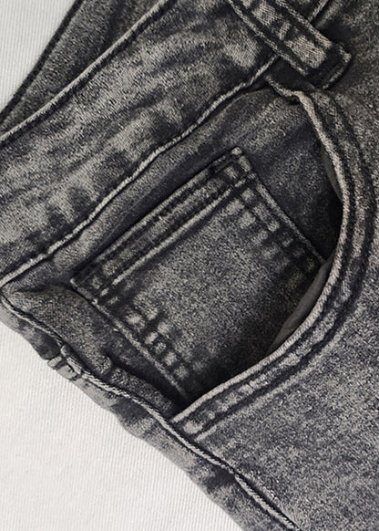 Vintage Grey Lace Patchwork Denim Crop Pants Summer