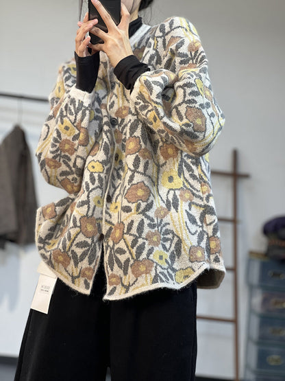 Ethnic Style Jacquard Knitted Literary Plush Sweater