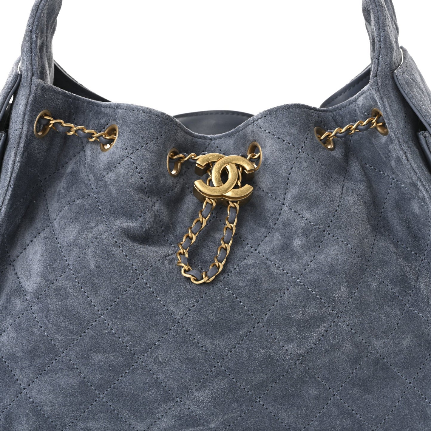 Suede Quilted Small Chanel 25 Handbag Blue