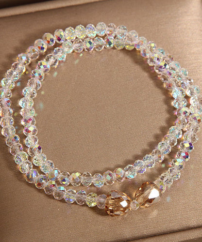 Style Purple Alloy Double-Layer Crystal Bow Chain Bracelet