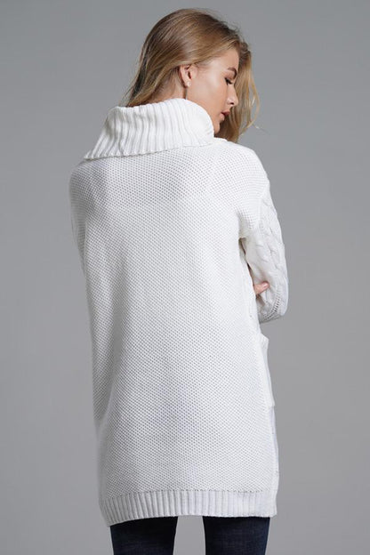 Turtleneck Long Knitting Split Sweater