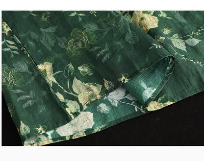 Vintage Heavy Industry Printed Literary Fine Ramie Skirt