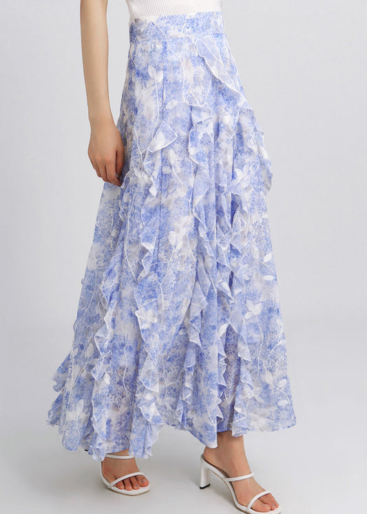 Bohemian Yellow Ruffled Original Design Chiffon Skirt Summer
