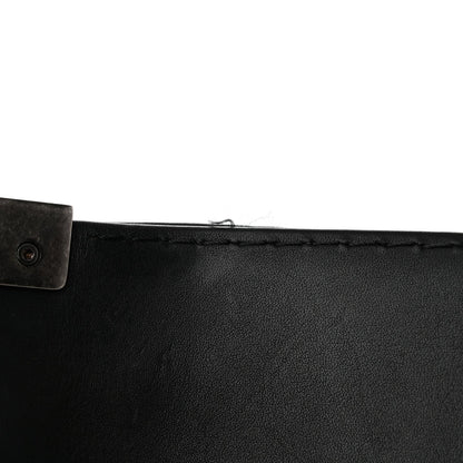 Calfskin Double Stitch Large Boy Flap Black