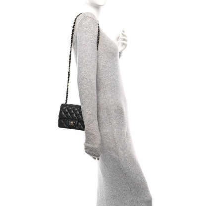 Lambskin Quilted Mini Square Flap Black