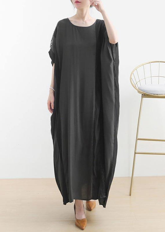 Chic Grey Patchwork Casual Summer Cotton Dress