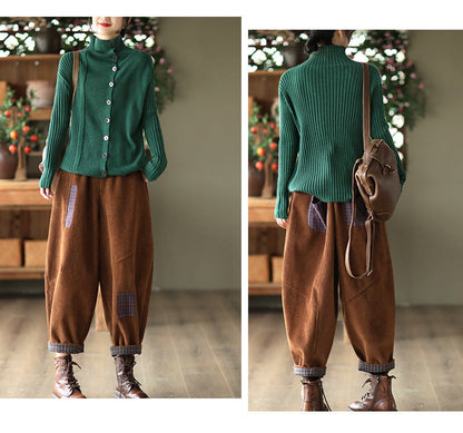 Color-Block Long-Sleeved Knitted Elastic Slim Sweater