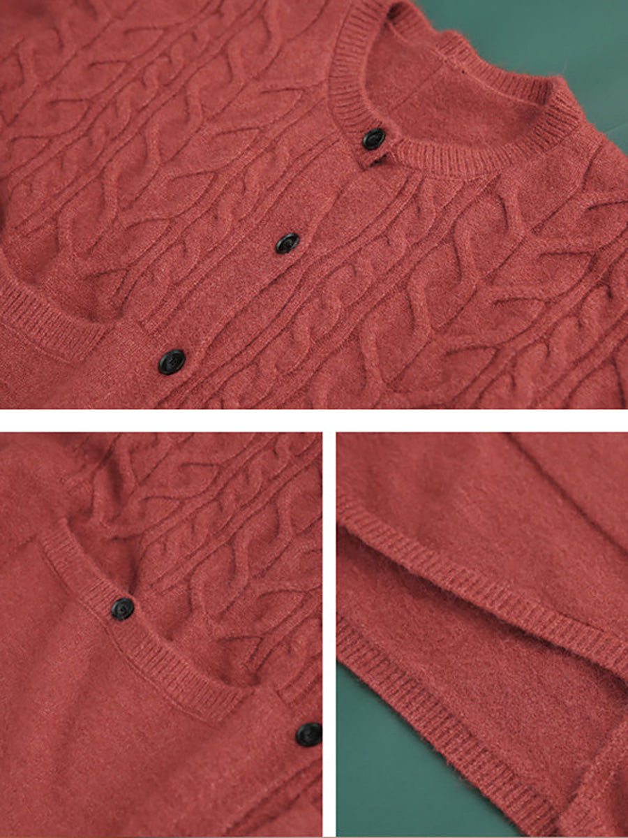 Plus Size - Knitted Irregular Hem Breasted Cardigans Sweater