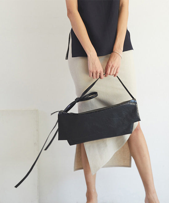 Women Black Original Design Faux Leather Versatile Clutch Handbag
