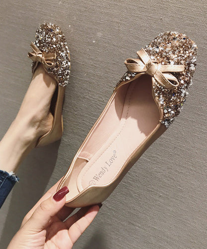 Fashion Red Faux Leather Penny Loafers Splicing Sequins Bow