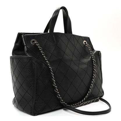 Calfskin CC Pocket Tote Black