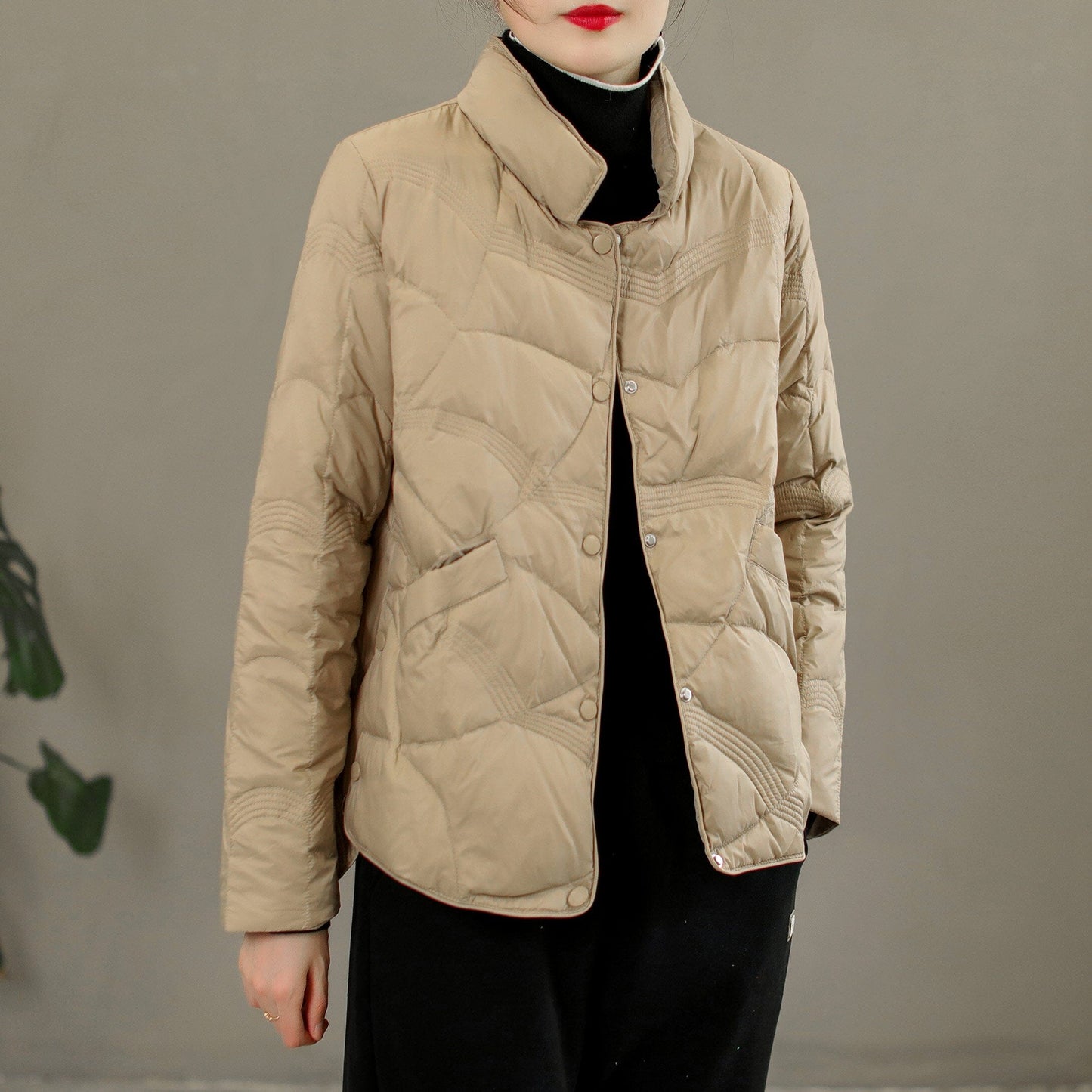 Winter Retro Casual Solid Warm Down Coat
