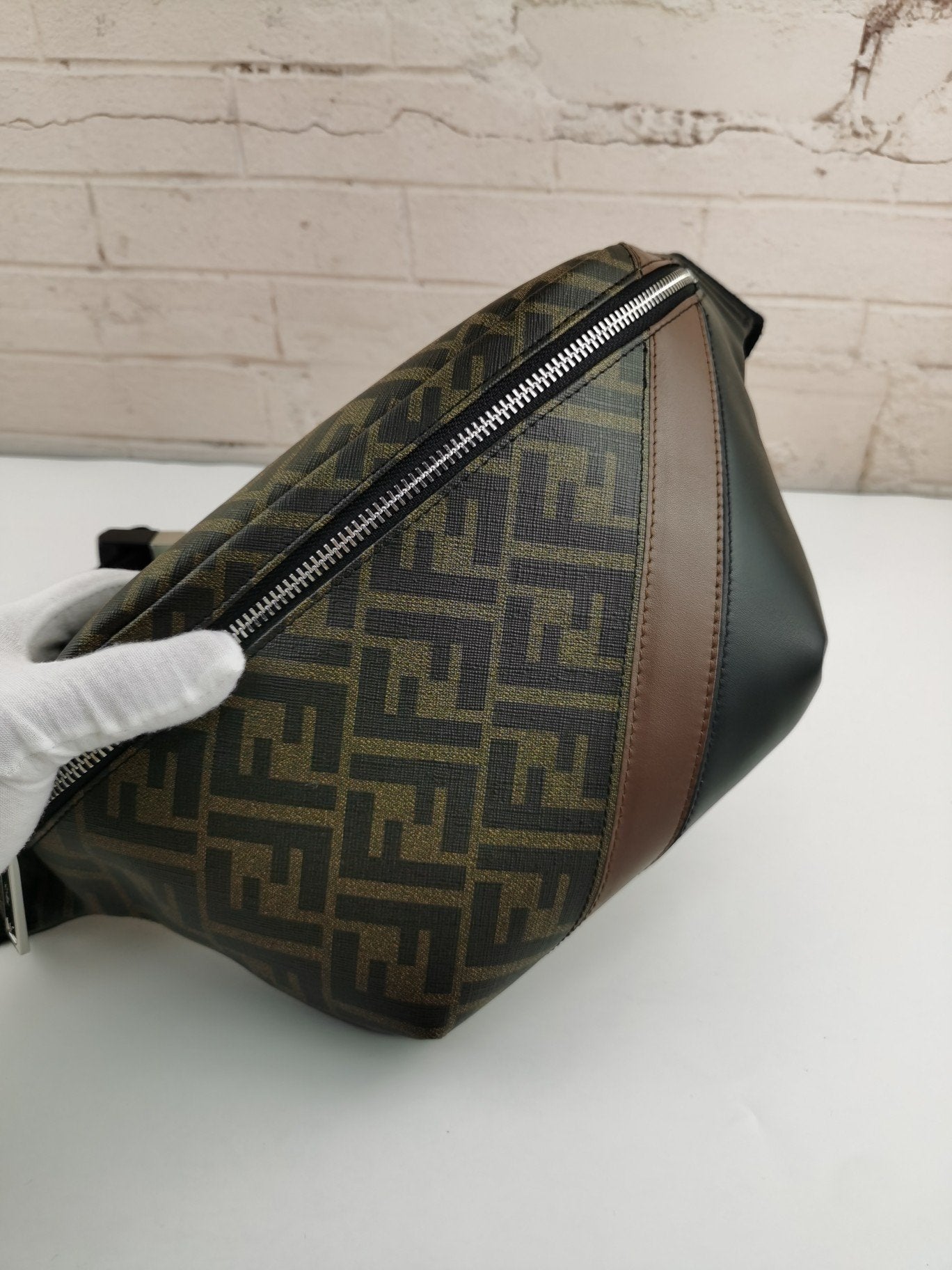 Fendi Zip Belt Bag Zucca Coated Canvas and Leather