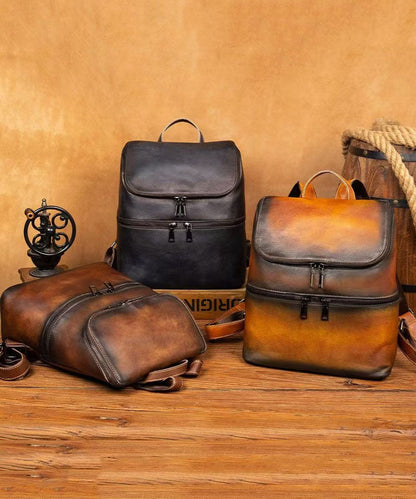 New Yellow Calf Leather Large Capacity Backpack Bag