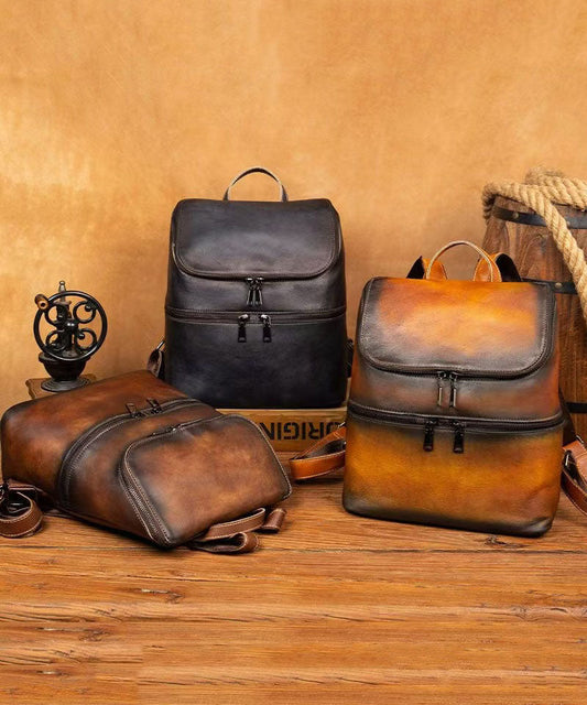 New Yellow Calf Leather Large Capacity Backpack Bag