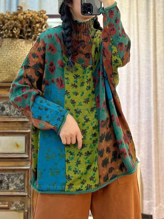 Autumn Print Casual Long Sleeve Women Sweaters
