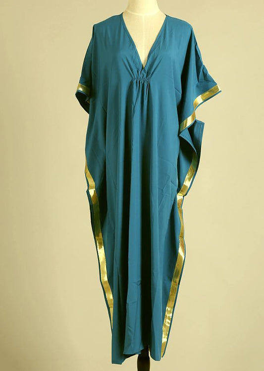 Comfy Blue Cinched Butterfly Sleeve Beach Gown Vacation Summer