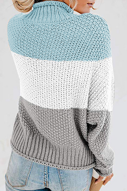 Casual Patchwork Contrast Turtleneck Tops(7 Colors)