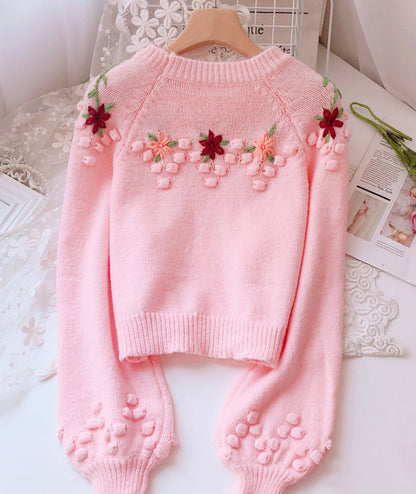 Sweet flowers long sleeve sweater