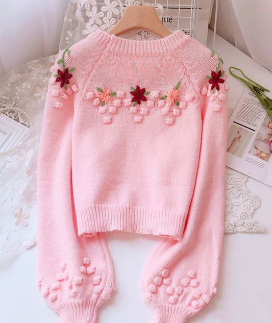 Sweet flowers long sleeve sweater