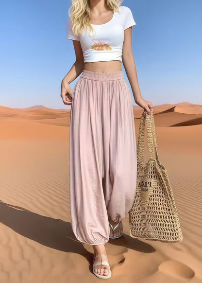 Bohemian White Oversized Cotton Harem Pants Summer
