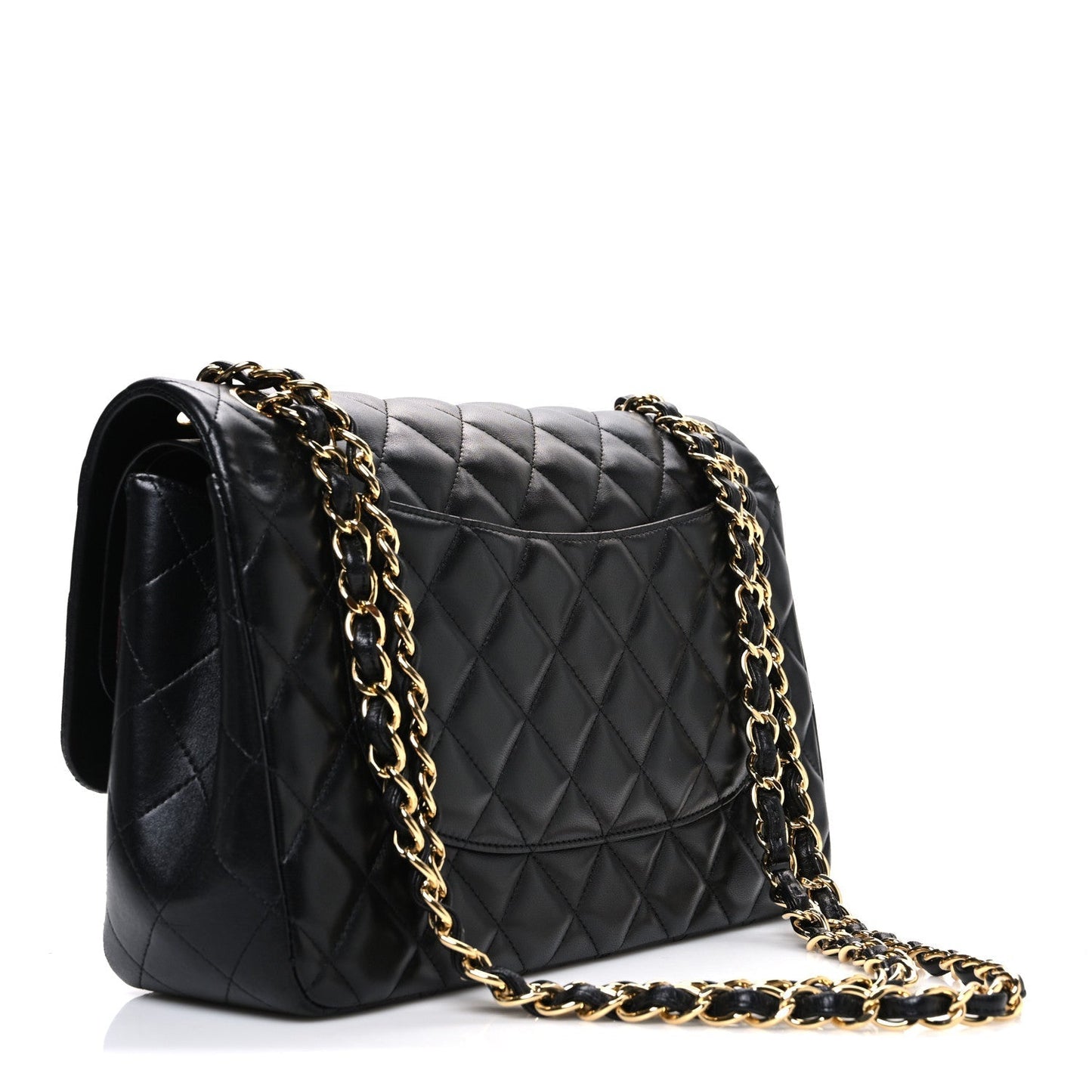 Lambskin Quilted Jumbo Double Flap Black