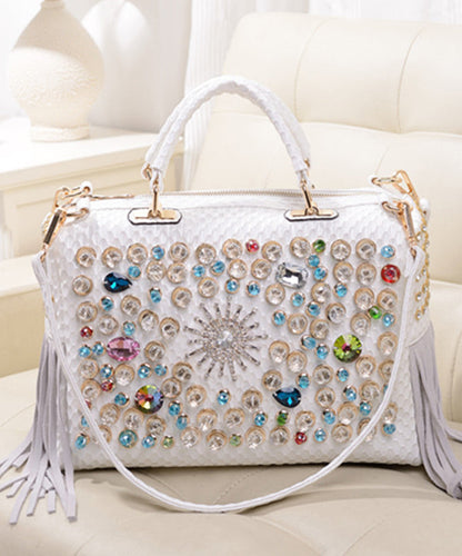 European And American Style Black Tassel Zircon Tote Handbag