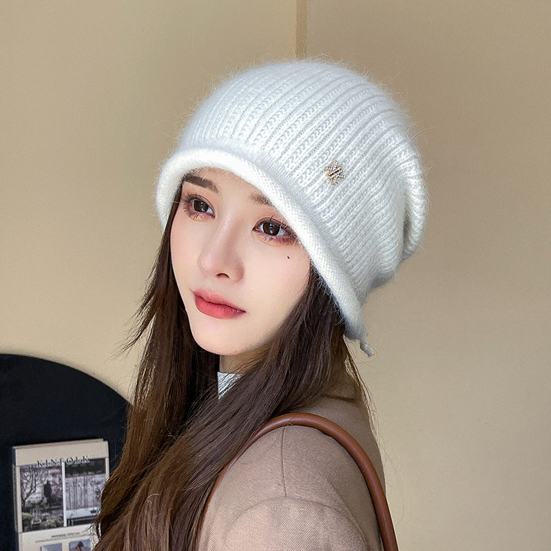 Women Winter Knitted Drawstring Hemming Warm Hat